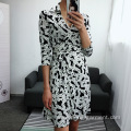 Women Office Style Casual Printed V-neck Dress